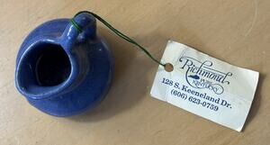 Vintage Tiny Blue Glazed Bybee Pottery Pitcher with tag {KENTUCKY}